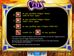 Cats Slot Bonus Information